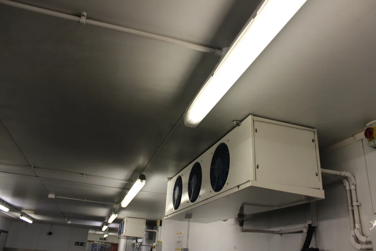 The same evaporator and ceiling clean after the clean